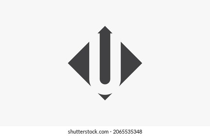 U letter logo arrow up concept isolated on white background.