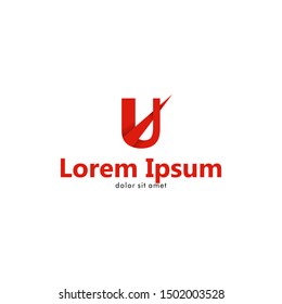 U Letter Logo with an Arrow Piercing it