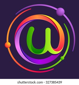 U letter logo with atoms orbits. Vector design template elements for your application or corporate identity.
