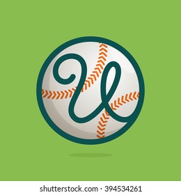 U letter logo with baseball ball. Font style, vector design template elements for your sport team or corporate identity.