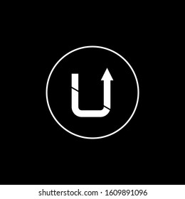 U letter logo with black background.U letter icon.