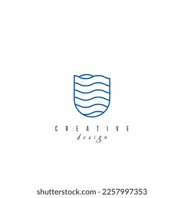 U Letter Logo With Black Lines Design. Line Letter Symbol Vector Illustration
