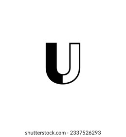 U Letter Logo With Black Lines Design. Line Letter Symbol Vector Illustration . U Letter Logo Template Illustration Design. Vector EPS 10. U Letter Logo Design With Lighting Thunder Bolt. Electric Bol