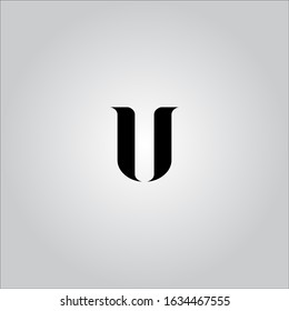 U letter logo with black letter and white background.U letter icon.