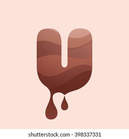 U letter logo. Chocolate style. Typeface, vector design template elements for your application or corporate identity.