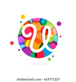 U letter logo in circle with rainbow dots. Font style, vector design template elements for your application or corporate identity.