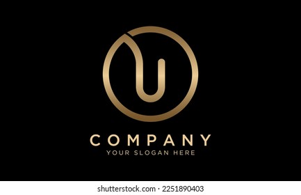 U Letter Logo mit Circle Shape. Moderne, einzigartige, kreative U Logo Design-Vektorvorlage. Elegantes Identity Design in goldener Farbe.