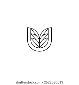 U letter logo combination with palm tree