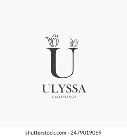 U letter logo with a creative floral concept for company business beauty real estate premium vector