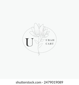 U letter logo with a creative floral concept for company business beauty real estate premium vector