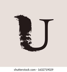 U letter logo. Custom serif style lettering with hand drawn brush stroke. Classic vector font for your fashion poster, jewelry badge, vintage banner, boutique card etc.