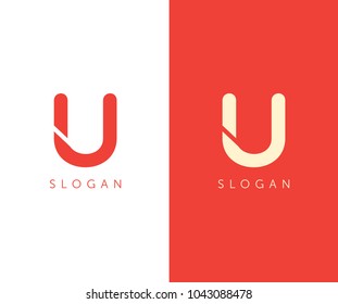 U letter logo cut design template