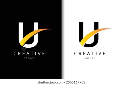 Diseño del logotipo de la carta U con fondo y logotipo de la empresa creativa. Diseño moderno de la moda de las letras. Ilustración del vector