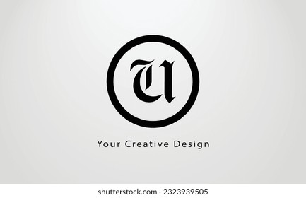 U Letter Logo Design. Black Paint Logo Leters Icon with Elegant Circle Vector Design.