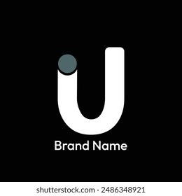 U Letter Logo Design. Black Background.