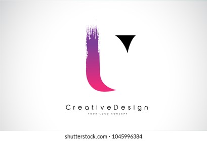 U Letter Logo Design with Creative Pink Purple Brush Stroke Vector Design Illustration.