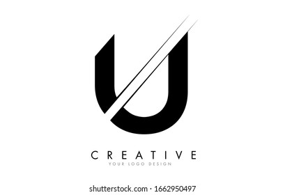 U Letter Logo Design with a Creative Cut. Creative logo design.