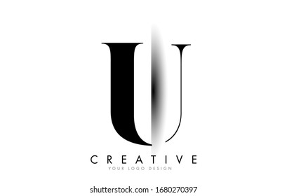 U Letter Logo Design with Creative Shadow Cut Vector Illustration Design.