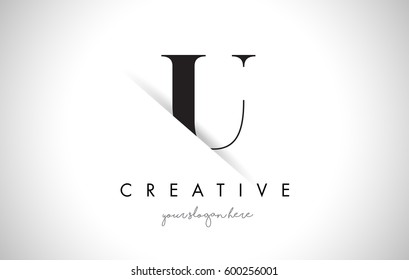 U Letter Logo Design with Creative Paper Cut and Serif Font.