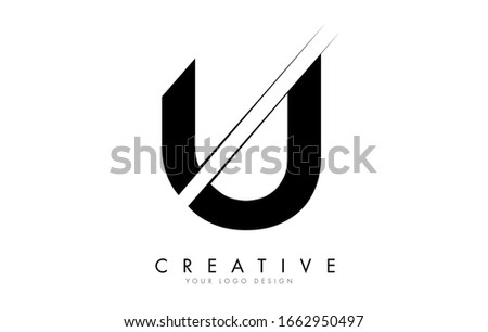 U Letter Logo Design with a Creative Cut. Creative logo design.