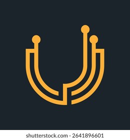 U letter logo design mountain