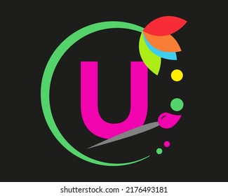 U Letter Logo Design mehrfarbig mit Rundrahmen.