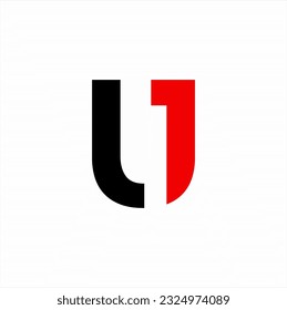 U letter logo design with number one.