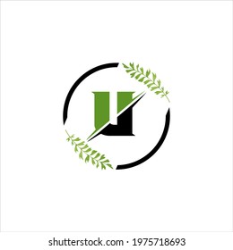 U letter logo design on white background. U creative initials letter logo concept. U letter design. 
U green and black letter design on white background.vector circle graphic design shape business sig