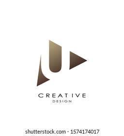 U  Letter logo design.  Simple  design concept triangle shape,  with hidden letter U logo for initial, business identity.