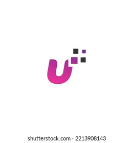 Elementos de plantilla de diseño de logotipo de letra U. Logo de la letra digital abstracta moderna. Ilustración vectorial.