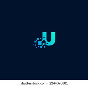 U letter logo design template elements. Modern abstract digital alphabet letter logo. Vector illustration. Technology U logo