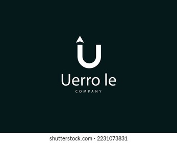 U letter logo design, U type logo with arrow, unique letter U logo design template,