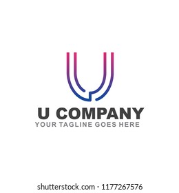 u letter logo design vector template