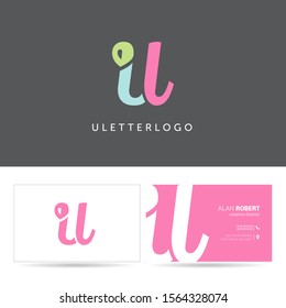 U letter logo design vector with Business card template