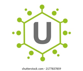 U Letter Logo Design Vektor mit Punkten.