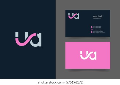 U & A Letter logo design vector element with Business card
