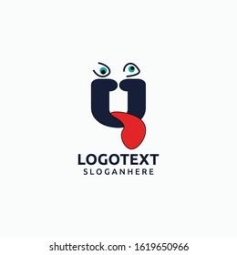 U Letter Logo With face Design. icon Letter Symbol Vector Illustration