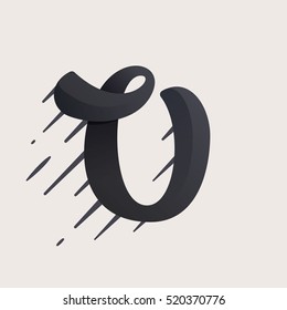 U letter logo. Fast speed vector script type. Sport elements for club banner, t-shirt, labels, posters etc.