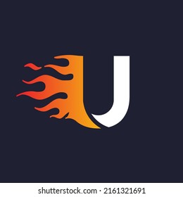 Logo de la letra U, diseño del logo de las llamas del fuego.