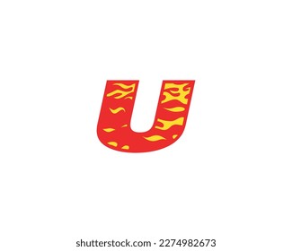 U letter logo fire flames design elements vector illustration