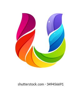 U letter logo formed by twisted lines. Font style, vector design template elements for your application or corporate identity.