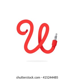 U letter logo formed by jack cable. Vector design template elements for your music application or corporate identity.