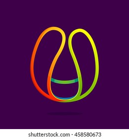 U letter logo formed by glowing neon line. Font style, vector design template elements for your application or corporate identity.