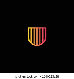 Logotipo De Letra U Con Diseño De Líneas De Degradado. Ilustración de vectores de letra de línea