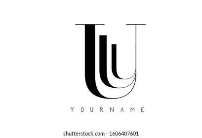 U Letter Logo with Graphic Elegant Black Lines Design. Minimalist art shape logo.