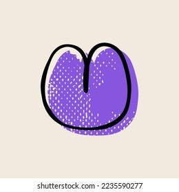 U letter logo hand-drawn with a marker with paint shift effect and vintage grunge texture. Vector cartoon typeface for fun zone decoration, children's collages, a toy company, cute art posters, etc.