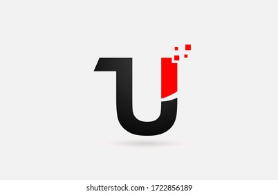 U letter logo icon for company and business with simple black and white dots design