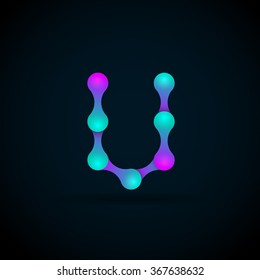 U letter logo icon template.Technology,network,digital,Vector Illustration