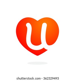U letter logo inside heart for st. Valentine's day design. Vector design template elements for your application or corporate identity.