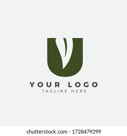 U Letter LOGO with leaf negative space logo simple and MODERN logo